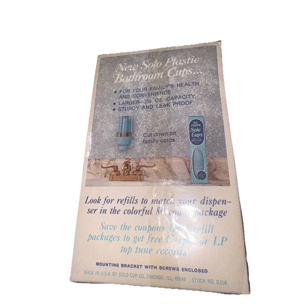 Vintage Solo Bathroom Dispenser Blue MCM New in Box 1960s Prop Stock D35 19¢